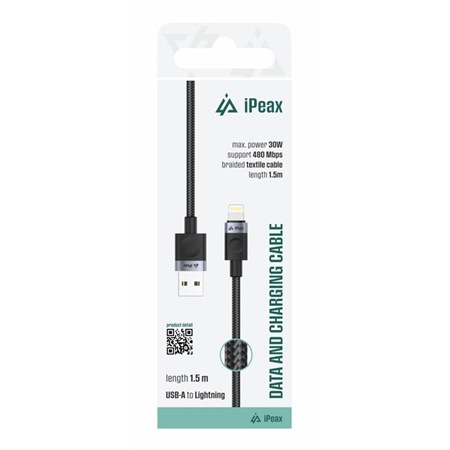 Cable iPEAX 90010107 USB/Lightning 1.5m Black