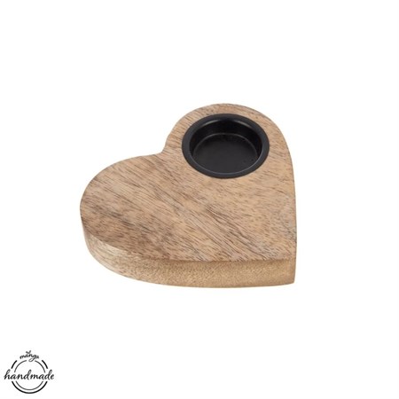 ORION Mango wood candle holder Heart