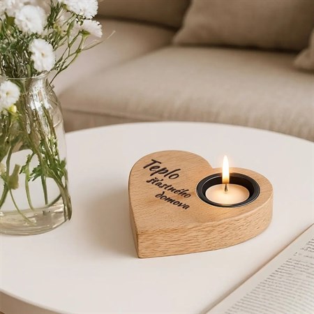 ORION Mango wood candle holder Heart,home