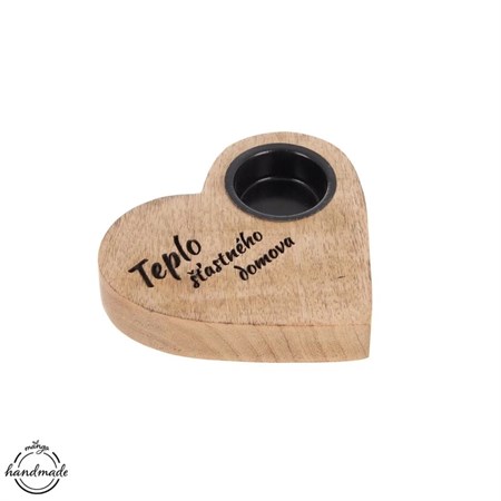 ORION Mango wood candle holder Heart,home