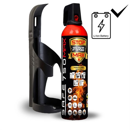 Fire extinguisher spray SAFE MAX 750ml foam + holder 75C