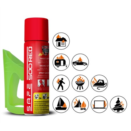 Hasicí sprej SAFE 500 RED 500ml pěnový + držák 50F