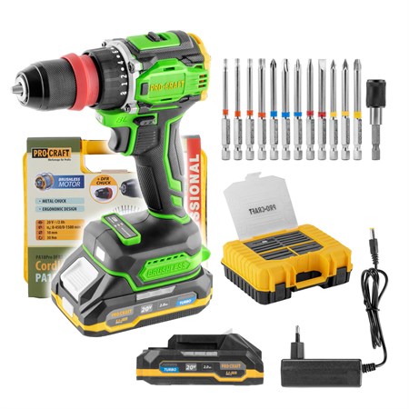 Screwdriver PROCRAFT PA18ProDFR2 + set of bits