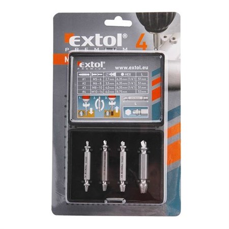 Set extractors for cranked screwsEXTOL PREMIUM 8801842 4pcs