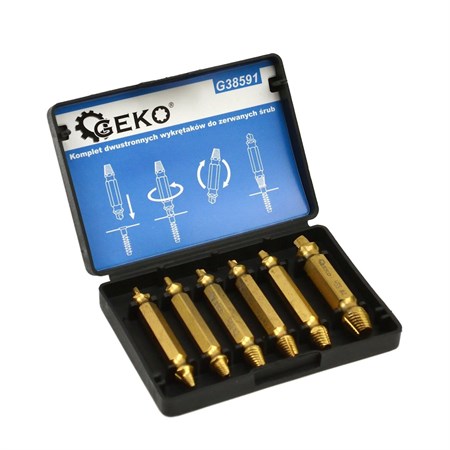 Set of extractors GEKO G38591 for bent screws 6pcs