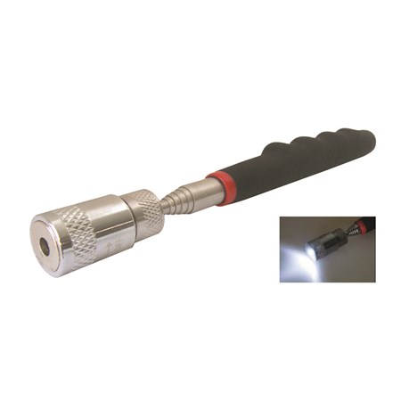Magnet with telescopic handle and LED lighting