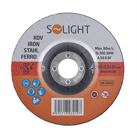 Metal grinding wheel 100mm SOLIGHT RNUB-BK100