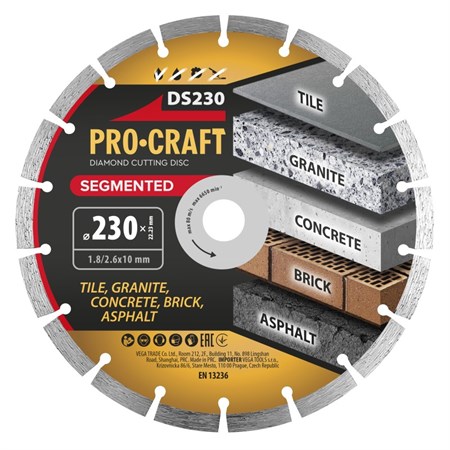 Diamond cutting wheel 230mm PROCRAFT DS230 Segmented