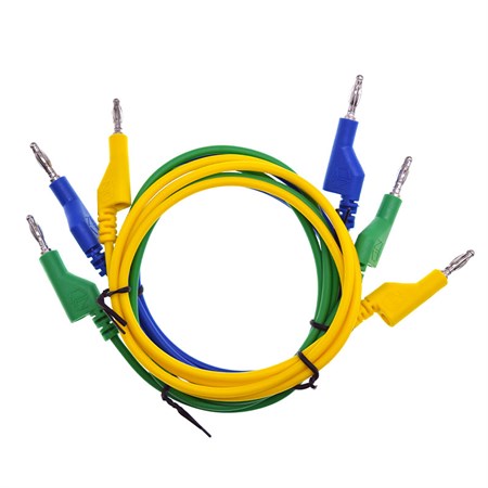 Connecting cable 0.35mm2 / 1m with bananas blue, green, yellow GETI GT-L02
