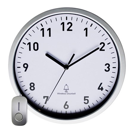 DCF nástenné hodiny s vchodovým zvončekom EuroTime 51202, 30 cm x 5 cm, strieborná