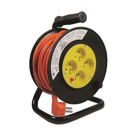 Extension cable on drum - 4 sockets 20m HADEX L190