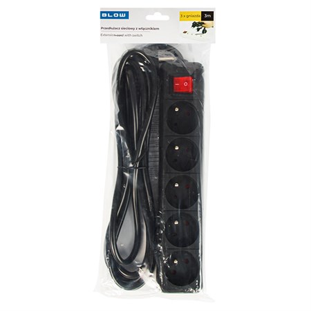 Extension cable BLOW PR-570WSPBL 5 sockets 3x1.5mm 3m with switch