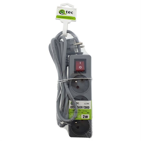 Extension cable 3 sockets 2m QTEC Q-391F with switch