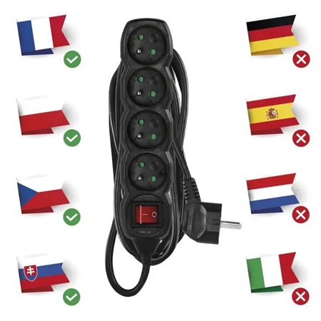 Extension lead 4 sockets 5m EMOS PC1415R