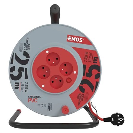 Extension cable on drum - 4 sockets 25m EMOS P194252