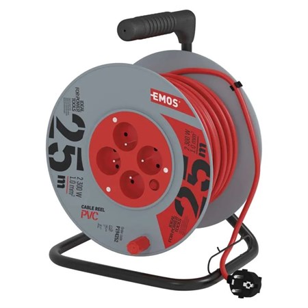 Extension cable on drum - 4 sockets 25m EMOS P194252