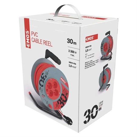 Extension cable on drum - 4 sockets 30m EMOS P19430