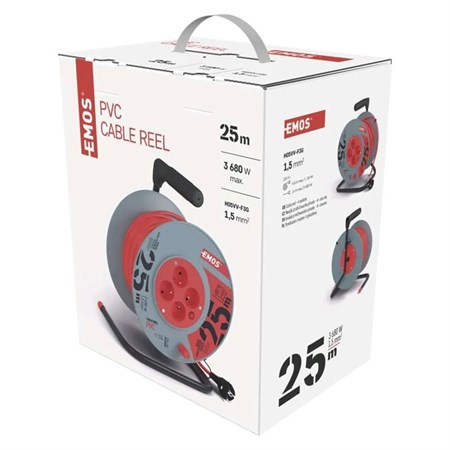 Extension cable on drum - 4 sockets 25m EMOS P19425