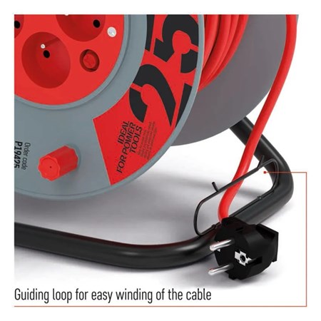 Extension cable on drum - 4 sockets 25m EMOS P19425