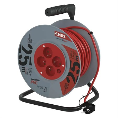 Extension cable on drum - 4 sockets 25m EMOS P19425
