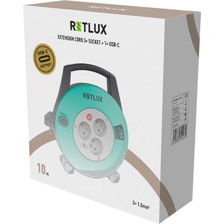 Extension cable on drum - 3 sockets 10m RETLUX RPC 55