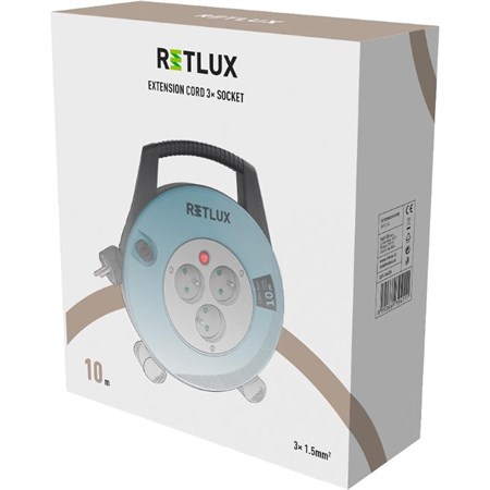 Extension cable on drum - 3 sockets 10m RETLUX RPC 54