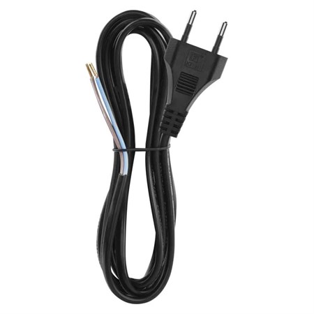 Power cord PVC 2x0,75mm 2m black