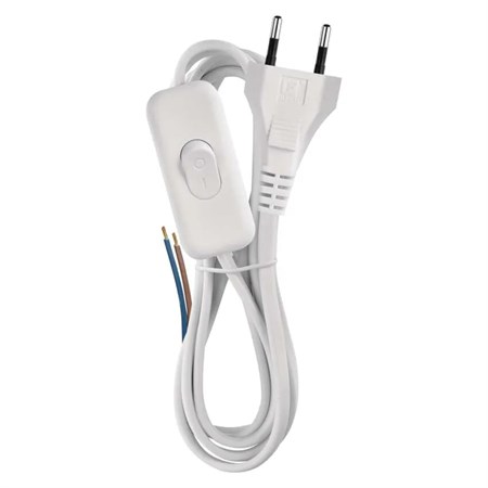 Power cord PVC 2x0,75mm 2m white with switch