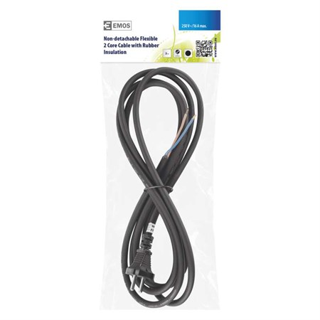 Power cord rubber 2x1,5mm2 3m black  EMOS