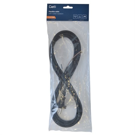 Power cord rubber 2x1,0mm2 3m black  GETI
