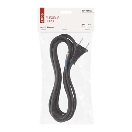 Flexo cord rubber/neoprene 2x1.0mm2 5m black EMOS S03050N