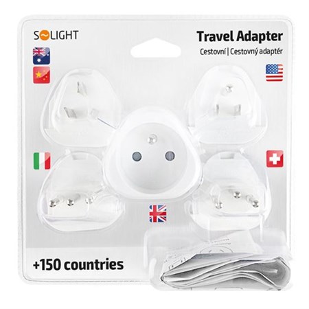 Travel adapter SOLIGHT PA20 universal from the Czech Republic for 150 countries
