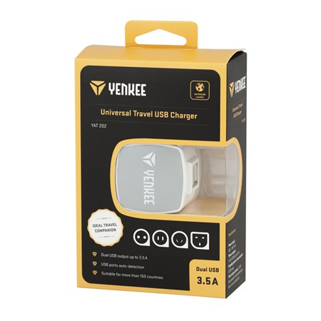 Adaptér cestovný YENKEE YAT 202 USB 3.5A