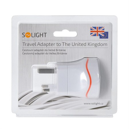 Travel adapter SOLIGHT PA01-UK from the Czech Republic for use in UK