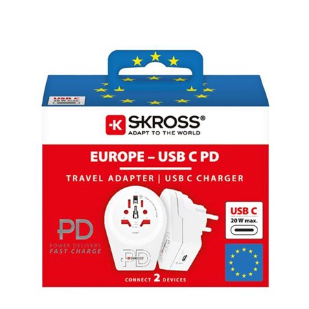 Travel adapter SKROSS C20PD USB Europe for foreigners in the Czech Republic