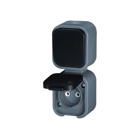 Single socket + switch ABEX GWN-B2/P grey-black