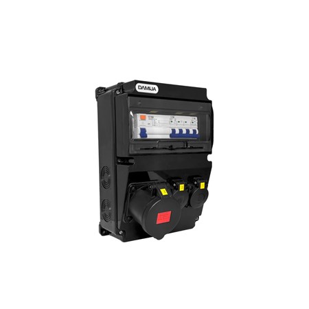 Socket box 10M 16A 5p, 2x230V - 10 modules with circuit breakers and protector - 6kA