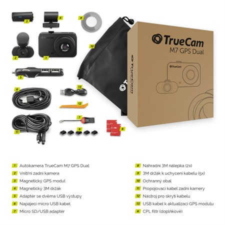Kamera do auta TRUECAM M7 GPS Dual (s hlášením radarů)