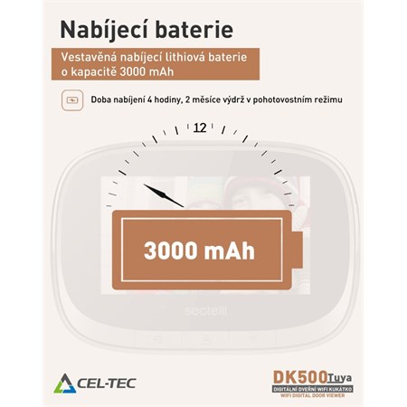 Smart door peephole CEL-TEC DK500 WiFi Tuya