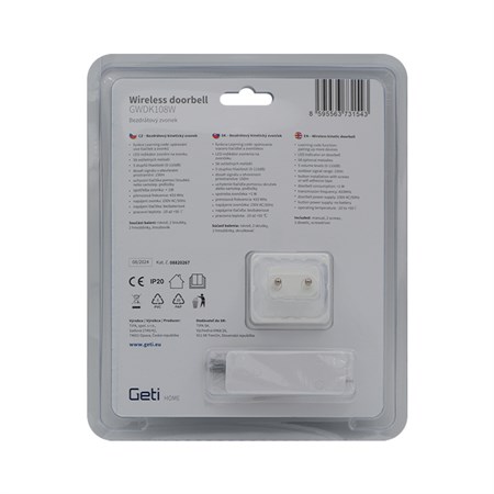 Wireless doorbell GETI GWDK108W kinetic