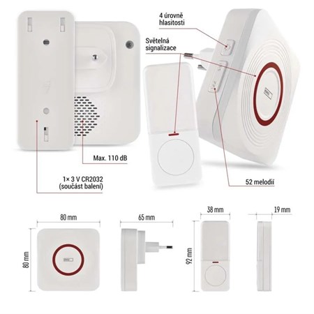 GoSmart Wireless Doorbell P5735WS for socket with WiFi
