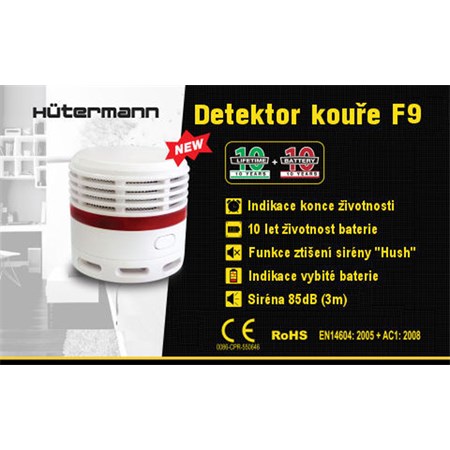 Detektor dymu HUTERMANN F9 EN14604 mini