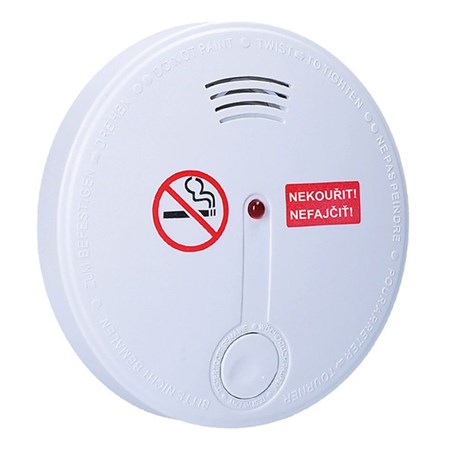 Detektor cigaretového kouře + alarm, 85dB, bílý + 9v baterie