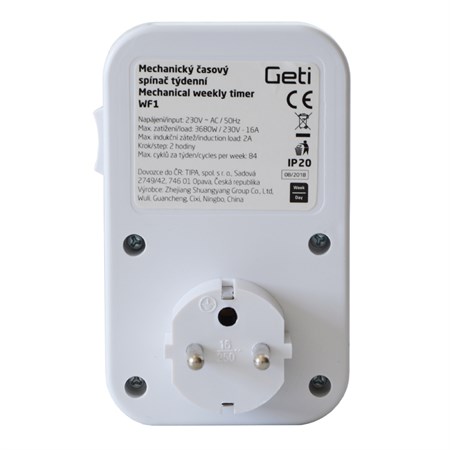 Switch socket GETI WF1 mechanical weekly