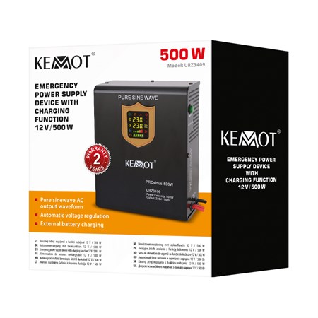 Backup power supply KEMOT PROsinus 500W 12V wall mounted