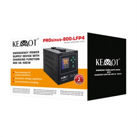 Backup power supply KEMOT PROsinus-800-LFP4 12V 230V 800VA 500W Black