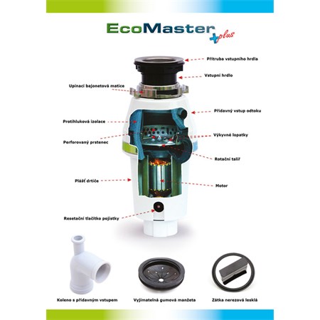 Drtič kuchyňského odpadu EcoMaster HEAVY DUTY Plus