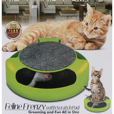 Hračka pro kočky - myš v kruhu se škrábacím kobercem HUTERMANN 3081