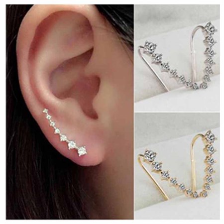 Earrings Rhinestone bow silver colour