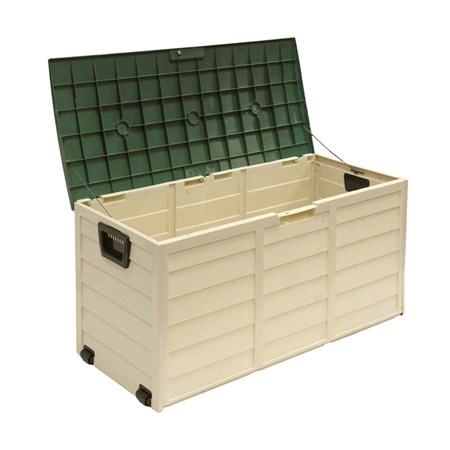 Plastic garden storage box with wheels FIELDMANN FDD 1002G